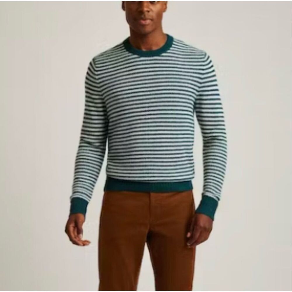 ✨Bonobos Midweight Green Stripe Stitch Crew Neck Sz Large Sweater✨